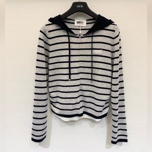 Maison Martin Margiela Black and Gray Striped Sweater